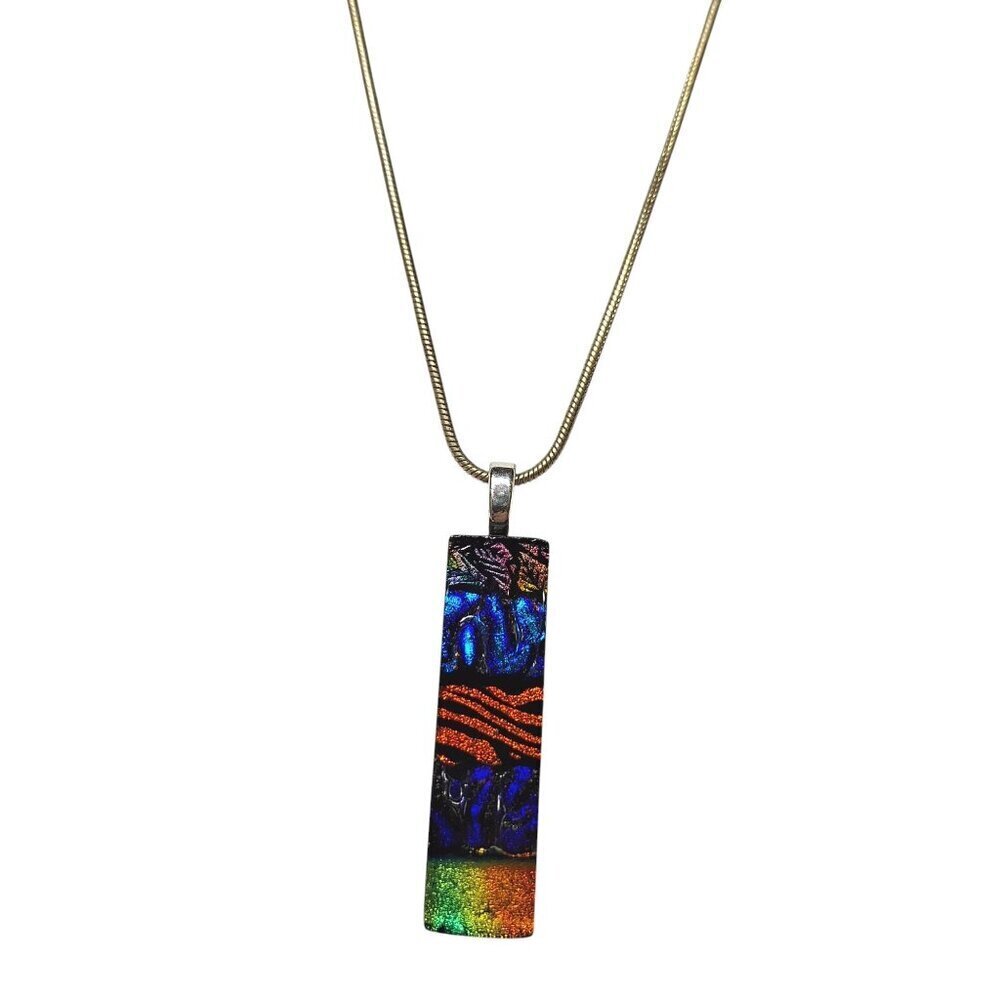 Vintage Handmade Dichroic Glass Pendant Necklace